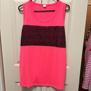 Vibrant Pink and Black Colorblock Tank Top